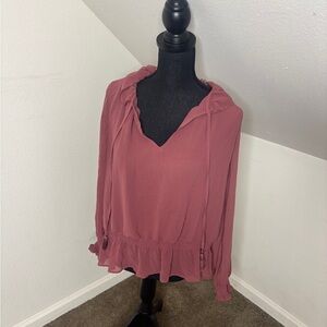 Universal Thread Mauve Blouse with Ruffle Hem